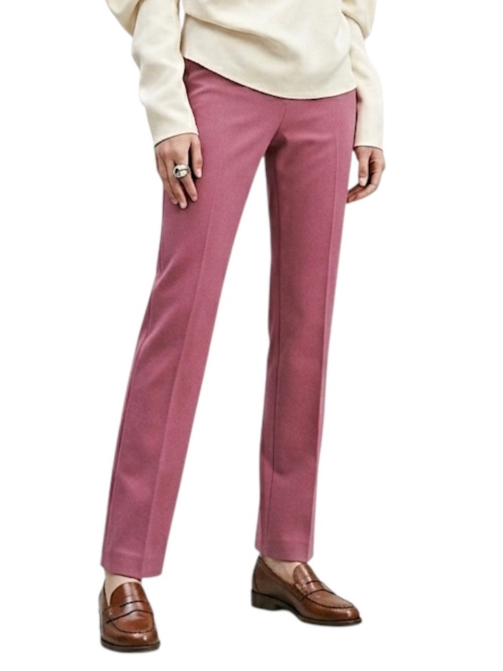 VTG NWT 90s Y2K deadstock pink slim straight leg minimalist mid rise trousers 2